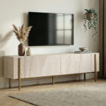 Έπιπλο τηλεόρασης Nexus Megapap χρώμα travertine – χρυσό 180x30x45,5εκ.