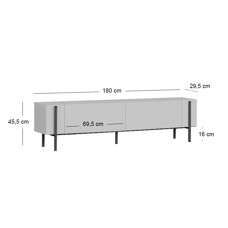 Έπιπλο τηλεόρασης Nexus Megapap χρώμα travertine - χρυσό 180x30x45,5εκ. - Image 8