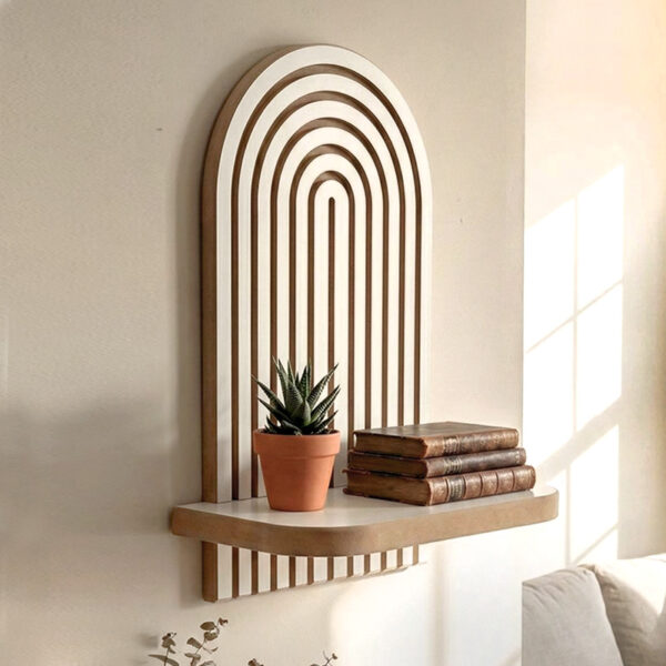 Ραφιέρα τοίχου Artwill Megapap Mdf χρώμα λευκό – oak 26x13x35εκ.