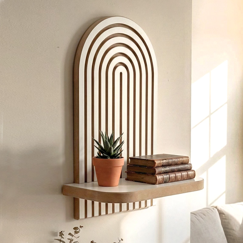Ραφιέρα τοίχου Artwill Megapap Mdf χρώμα λευκό – oak 26x13x35εκ.