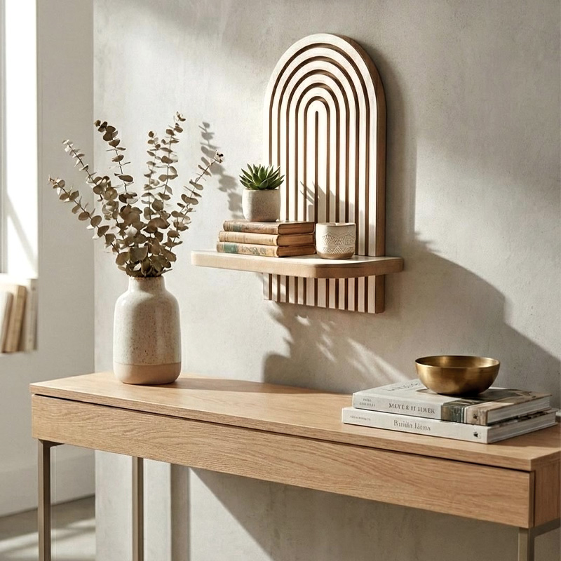 Ραφιέρα τοίχου Artwill Megapap Mdf χρώμα λευκό - oak 26x13x35εκ. - Image 2