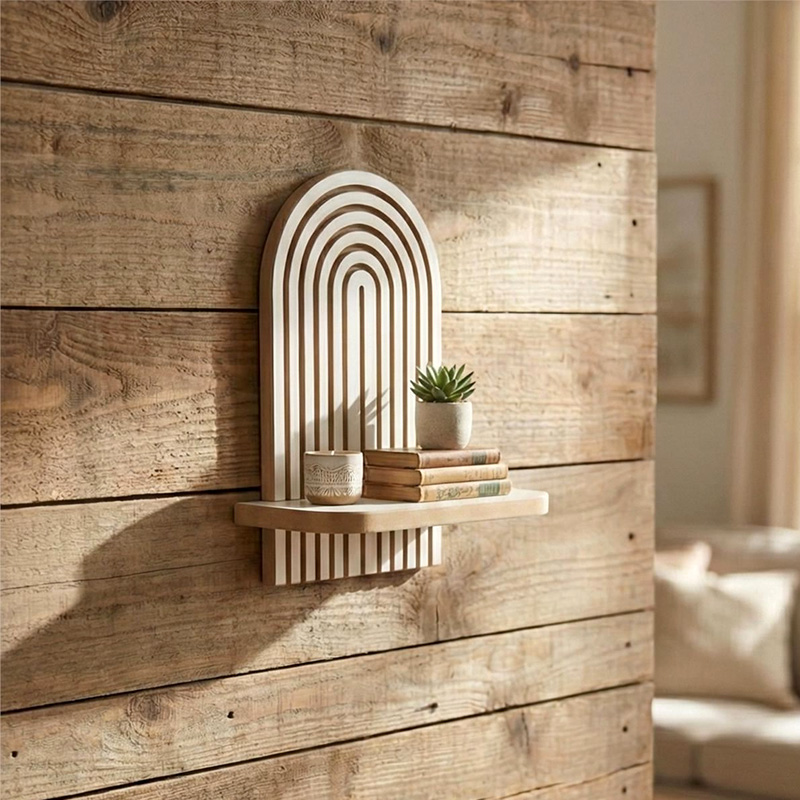 Ραφιέρα τοίχου Artwill Megapap Mdf χρώμα λευκό - oak 26x13x35εκ. - Image 3