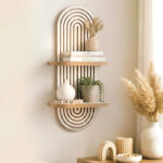 Ραφιέρα τοίχου Artwill Megapap Mdf χρώμα λευκό – oak 26x13x70εκ.
