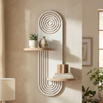 Ραφιέρα τοίχου Artwill Megapap Mdf χρώμα λευκό – oak 46x13x70εκ.