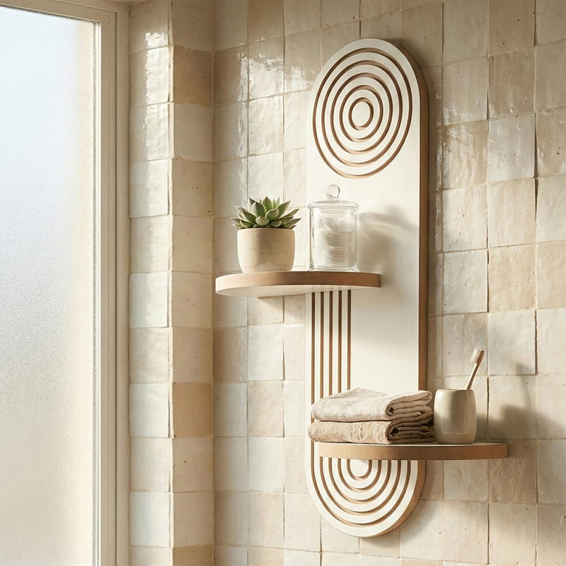 Ραφιέρα τοίχου Artwill Megapap Mdf χρώμα λευκό - oak 46x13x70εκ. - Image 2