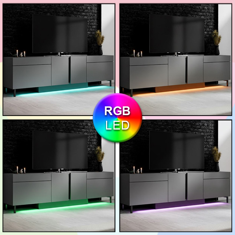 Έπιπλο τηλεόρασης Arlen Megapap με Led Rgb χρώμα ανθρακί 180x32x50εκ. - Image 2
