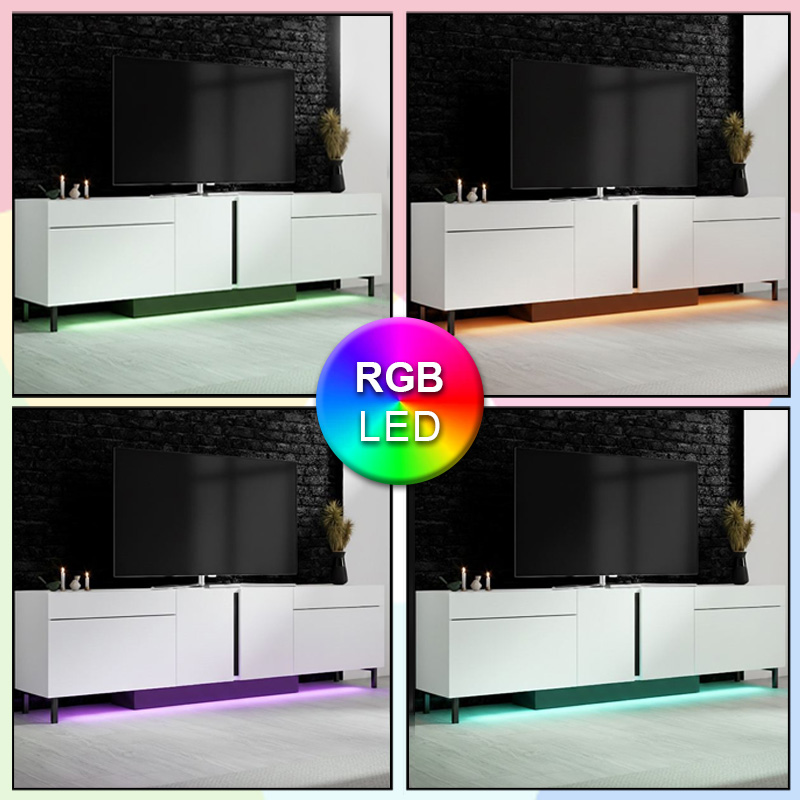 Έπιπλο τηλεόρασης Arlen Megapap με Led Rgb χρώμα λευκό 180x32x50εκ. - Image 2
