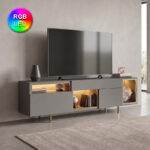 Έπιπλο τηλεόρασης Norm Megapap με Led Rgb χρώμα ανθρακί – χρυσό 180x32x55εκ.