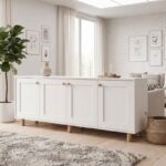 Μπουφές Bohemian Megapap χρώμα λευκό – φυσικό οξιάς 180x40x75εκ.