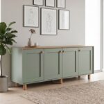 Μπουφές Bohemian Megapap χρώμα πράσινο – φυσικό οξιάς 180x40x75εκ.