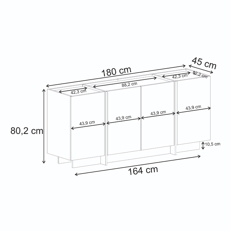 Μπουφές Dorma Megapap χρώμα καρυδί 180x45x80,2εκ. - Image 9