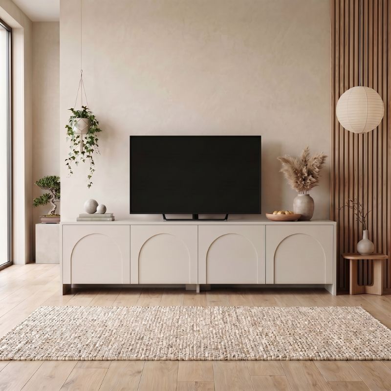 Έπιπλο τηλεόρασης Aurelia Megapap χρώμα κρεμ 180x32x45εκ. - Image 2