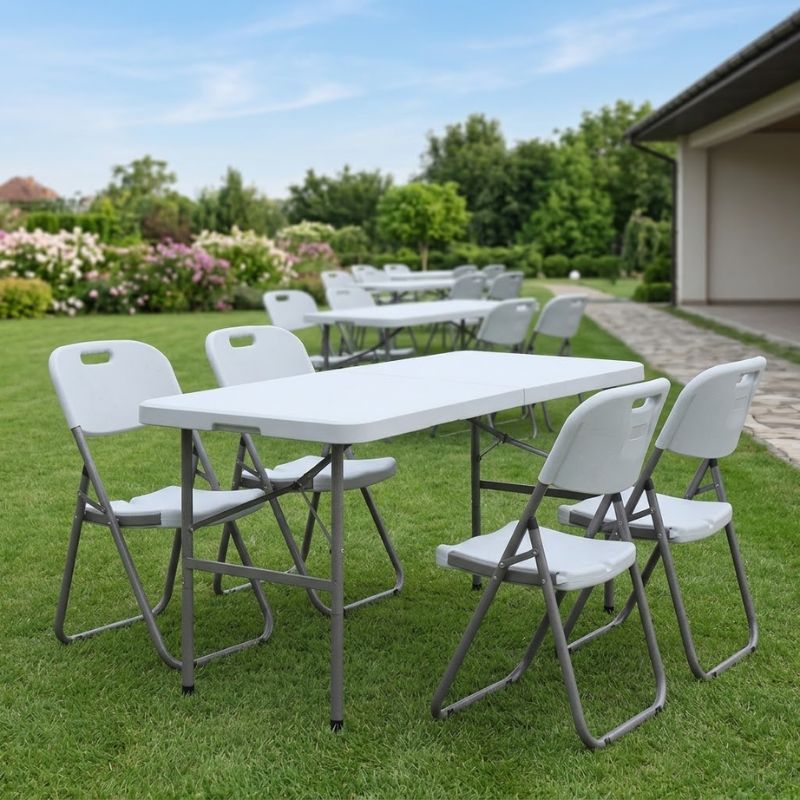 Τραπέζι catering - συνεδρίου Capri Megapap πτυσσόμενο - βαλίτσα χρώμα λευκό του πάγου 120x60x74εκ. - Image 2