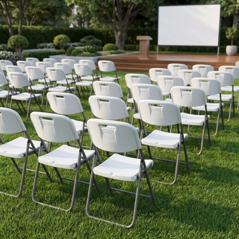 Καρέκλα catering - συνεδρίου Capri Megapap πτυσσόμενη χρώμα λευκό του πάγου 45x50x88εκ. - Image 3