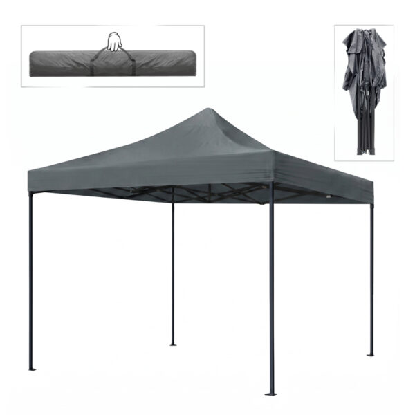 Κιόσκι – Gazebo Bari Megapap πτυσσόμενο μεταλλικός σκελετός – αδιάβροχο ύφασμα χρώμα γκρι 3x3x3,10m.