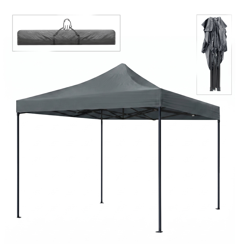 Κιόσκι – Gazebo Bari Megapap πτυσσόμενο μεταλλικός σκελετός – αδιάβροχο ύφασμα χρώμα γκρι 3x3x3,10m.