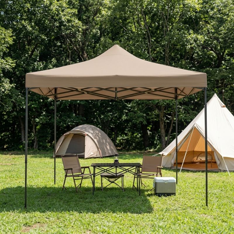 Κιόσκι - Gazebo Bari Megapap πτυσσόμενο μεταλλικός σκελετός - αδιάβροχο ύφασμα χρώμα της άμμου 3x3x3,10m. - Image 3