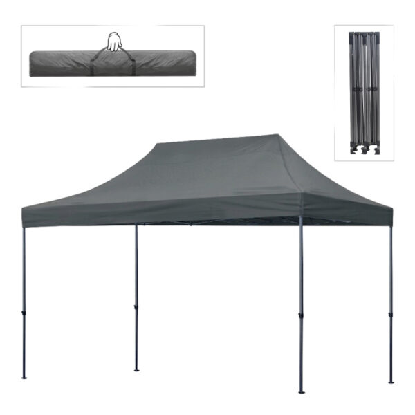 Κιόσκι – Gazebo Bari Megapap πτυσσόμενο μεταλλικός σκελετός – αδιάβροχο ύφασμα χρώμα γκρι 3×4,5×3,20m.