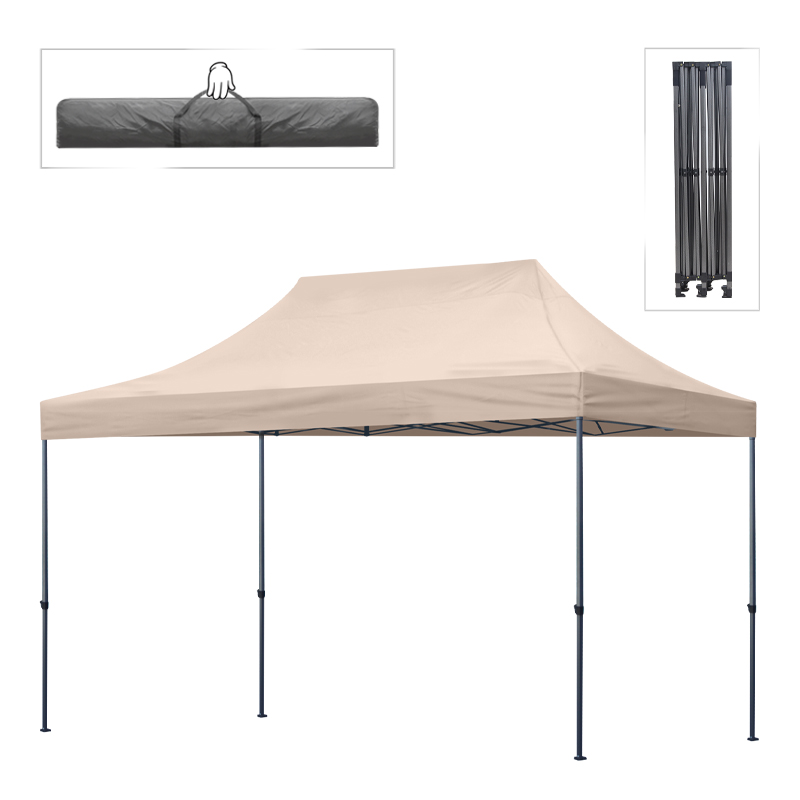 Κιόσκι – Gazebo Bari Megapap πτυσσόμενο μεταλλικός σκελετός – αδιάβροχο ύφασμα χρώμα της άμμου 3×4,5×3,20m.