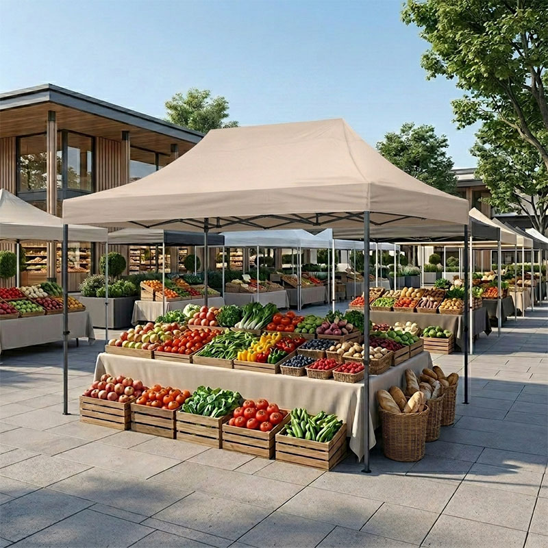 Κιόσκι - Gazebo Bari Megapap πτυσσόμενο μεταλλικός σκελετός - αδιάβροχο ύφασμα χρώμα της άμμου 3x4,5x3,20m. - Image 2