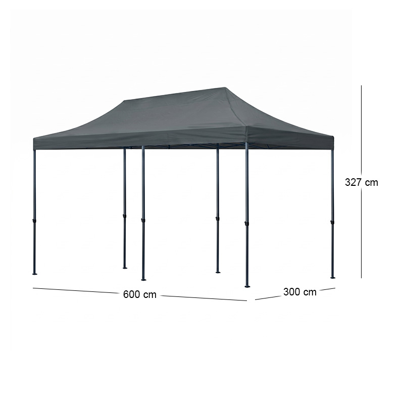 Κιόσκι - Gazebo Bari Megapap πτυσσόμενο μεταλλικός σκελετός - αδιάβροχο ύφασμα χρώμα γκρι 3x6x3,27m. - Image 9