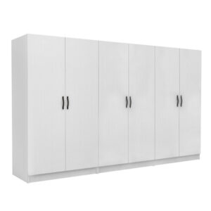 Ντουλάπα ρούχων Victoria Megapap εξάφυλλη χρώμα λευκό 300x60x181εκ.