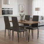 Σετ τραπεζαρία 5τμχ Roger – Rosa Megapap Mdf – ύφασμα χρώμα ακακίας – γκρι 120x70x75εκ.