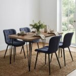 Σετ τραπεζαρία 5τμχ Roger – Chiara Megapap Mdf – ύφασμα χρώμα ακακίας – ανθρακί 120x70x75εκ.