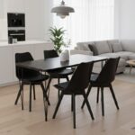 Σετ τραπεζαρία 5τμχ Roger – Viva Megapap Mdf – PP χρώμα μαύρο εφέ μαρμάρου – μαύρο 120x70x75εκ.