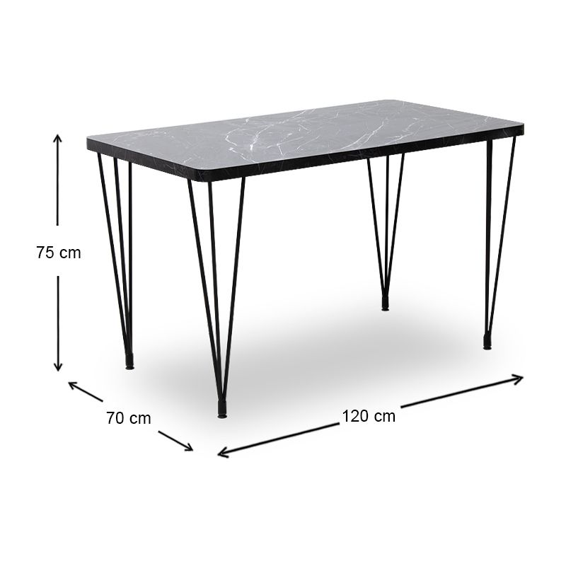 Σετ τραπεζαρία 5τμχ Roger - Chiara Megapap Mdf - ύφασμα χρώμα μαύρο εφέ μαρμάρου - ανθρακί 120x70x75εκ. - Image 7