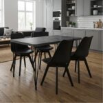 Σετ τραπεζαρία 5τμχ Roger – Viva Megapap Mdf – PP χρώμα σκούρο γκρι σκυροδέματος – μαύρο 120x70x75εκ.