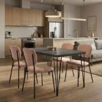 Σετ τραπεζαρία 5τμχ Roger – Kevin Megapap Mdf – ύφασμα χρώμα σκούρο γκρι σκυροδέματος – μόκα 120x70x75εκ.
