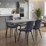 Σετ τραπεζαρία 5τμχ Roger – Chiara Megapap Mdf – ύφασμα χρώμα σκούρο γκρι σκυροδέματος – ανθρακί 120x70x75εκ.