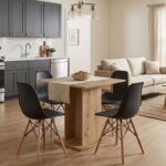 Σετ τραπεζαρία 5τμχ Allos – Nova Megapap χρώμα sapphire oak – μαύρο 75x75x77εκ.