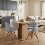 Σετ τραπεζαρία 5τμχ Allos – Nova Megapap χρώμα sapphire oak – γκρι 75x75x77εκ.