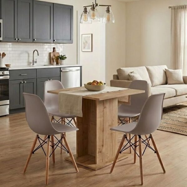 Σετ τραπεζαρία 5τμχ Allos – Nova Megapap χρώμα sapphire oak – cappuccino 75x75x77εκ.