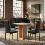 Σετ τραπεζαρία 5τμχ Allos – Rosa Megapap χρώμα sapphire oak – μαύρο 75x75x77εκ.