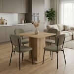 Σετ τραπεζαρία 5τμχ Allos – Kevin Megapap χρώμα sapphire oak – λαδί 75x75x77εκ.