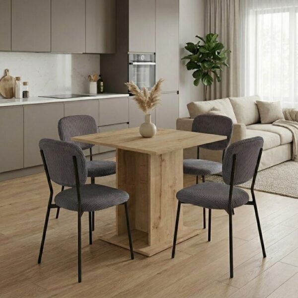 Σετ τραπεζαρία 5τμχ Allos – Kevin Megapap χρώμα sapphire oak – γκρι 75x75x77εκ.