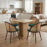 Σετ τραπεζαρία 5τμχ Allos – Jacob Megapap χρώμα sapphire oak – κυπαρισσί 75x75x77εκ.