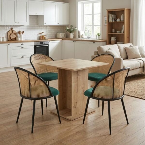 Σετ τραπεζαρία 5τμχ Allos – Jacob Megapap χρώμα sapphire oak – κυπαρισσί 75x75x77εκ.