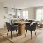 Σετ τραπεζαρία 5τμχ Allos – Monica Megapap χρώμα sapphire oak – γκρι 75x75x77εκ.