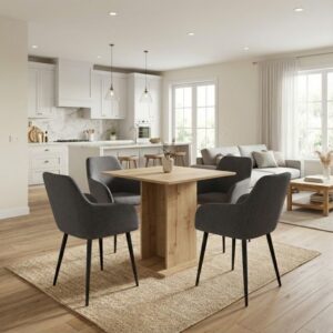 Σετ τραπεζαρία 5τμχ Allos - Monica Megapap χρώμα sapphire oak - γκρι 75x75x77εκ.