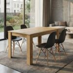 Σετ τραπεζαρία 5τμχ Darlen – Nova Megapap χρώμα sapphire oak – μαύρο 125x72x74εκ.