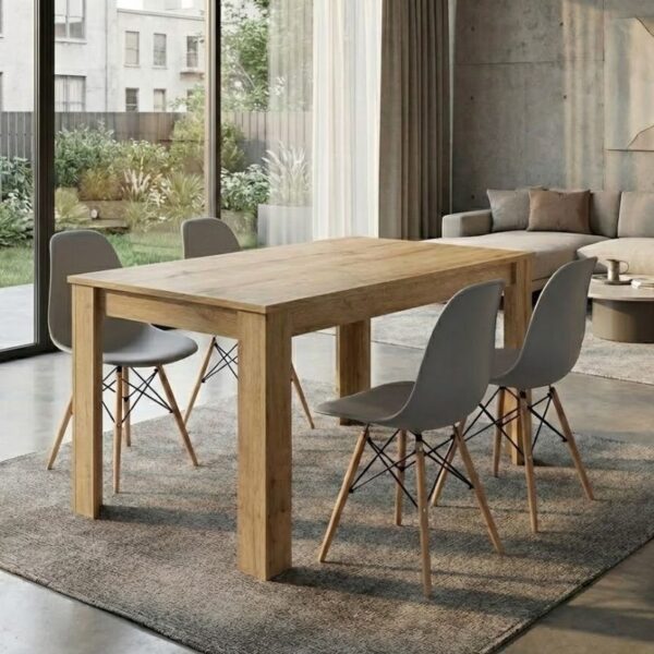 Σετ τραπεζαρία 5τμχ Darlen – Nova Megapap χρώμα sapphire oak – γκρι 125x72x74εκ.