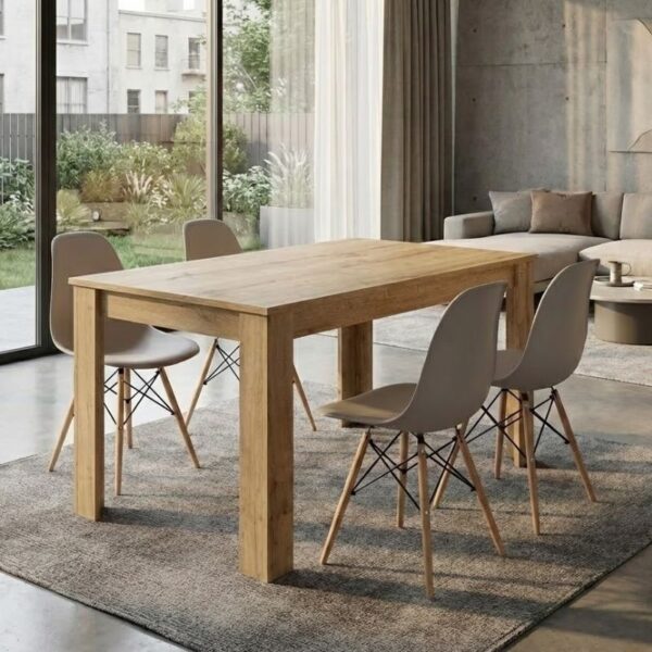 Σετ τραπεζαρία 5τμχ Darlen – Nova Megapap χρώμα sapphire oak – cappuccino 125x72x74εκ.