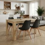 Σετ τραπεζαρία 5τμχ Darlen – Viva Megapap χρώμα sapphire oak – μαύρο/φυσικό πόδι 125x72x74εκ.
