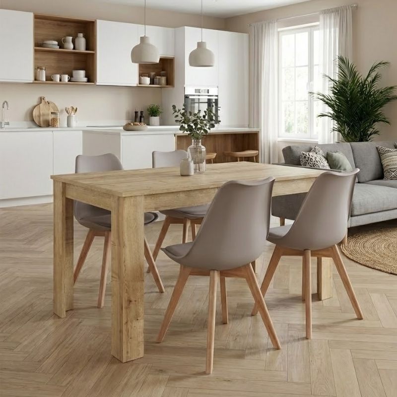 Σετ τραπεζαρία 5τμχ Darlen – Viva Megapap χρώμα sapphire oak – cappuccino 125x72x74εκ.