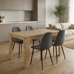 Σετ τραπεζαρία 5τμχ Darlen – Iris Megapap χρώμα sapphire oak – γκρι 125x72x74εκ.