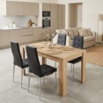Σετ τραπεζαρία 5τμχ Darlen – Rosa Megapap χρώμα sapphire oak – μαύρο/χρωμίου πόδι 125x72x74εκ.